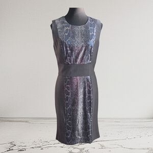 Calvin Klein Gray Sheath Midi Dress With Sequins In Subtle Snakeskin Pattern 4